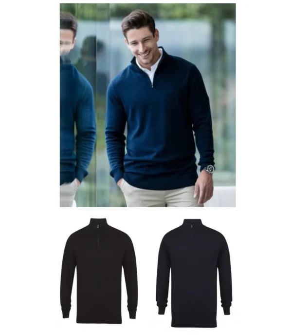 Henbury H729 Zip Neck Sweater